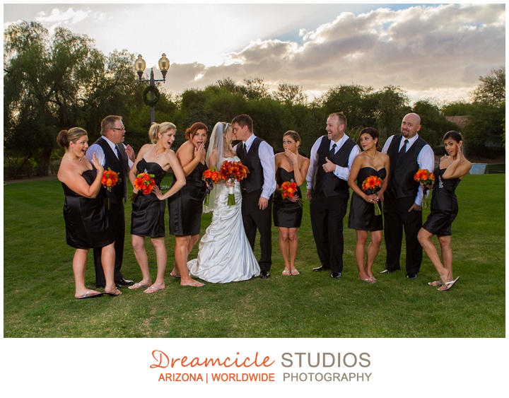 Dreamcicle Studio Photography, Fairmont Princess Hotel Scottsdale, Bridal Party, Orange Calla Lillies, Bridesmaids, Groomsmen, Orange Gerbera Daisies, Arizona Wedding Photographers, Wedding Photographers, Wedding Photography, Arizona Wedding Photography, Phoenix Wedding Photographers, Phoenix Wedding Photography