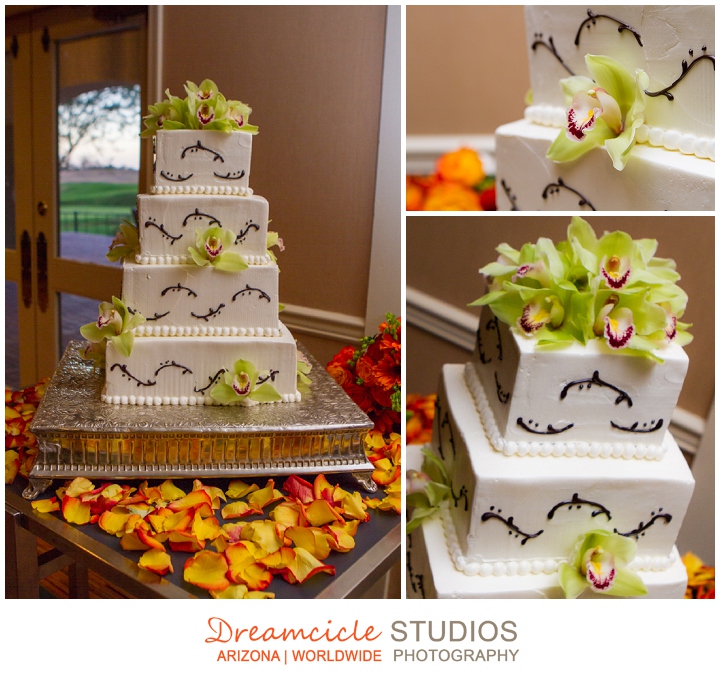 Dreamcicle Studio Photography, Green Orchids on Wedding Cake, Fairmont Princess Hotel Scottsdale, Arizona Wedding Photographers, Wedding Photographers, Wedding Photography, Arizona Wedding Photography, Phoenix Wedding Photographers, Phoenix Wedding Photography